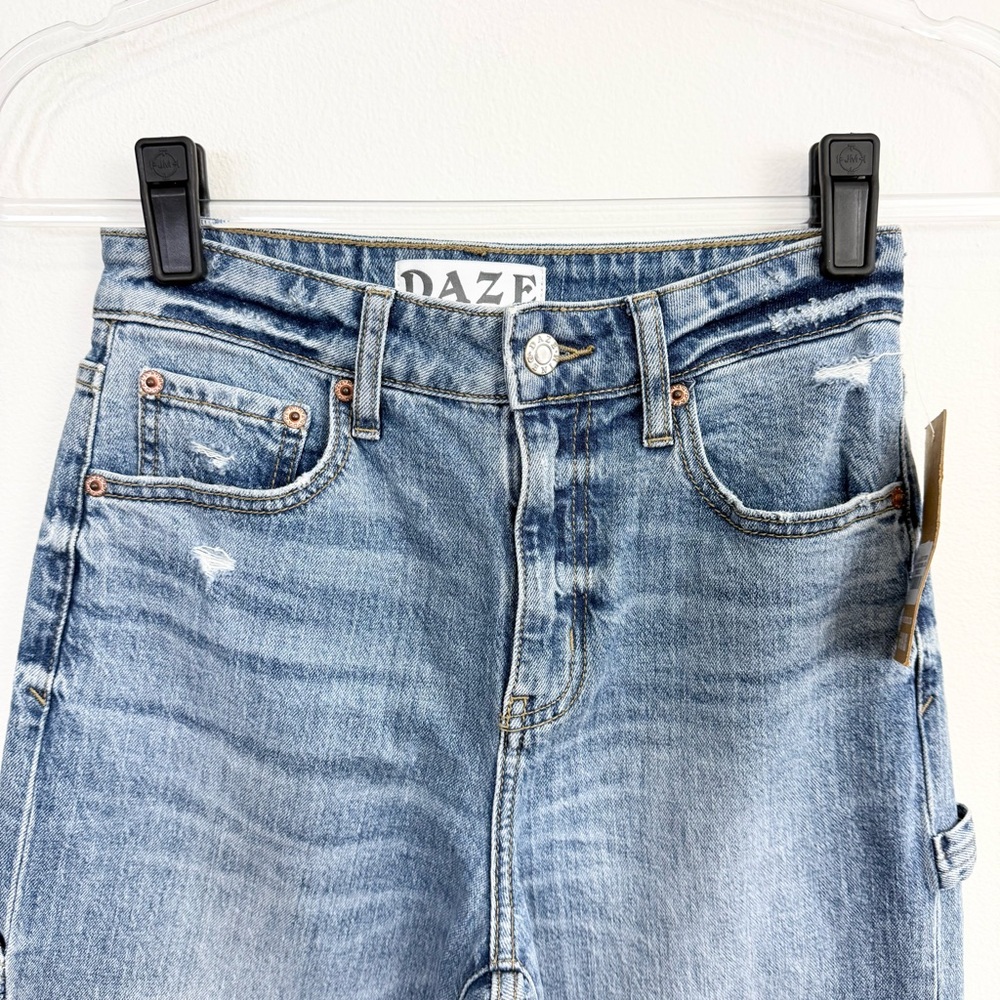 DAZE Sundaze Utility Crop Jeans High Rise Straight Leg Denim Size 24 - Picture 3 of 7